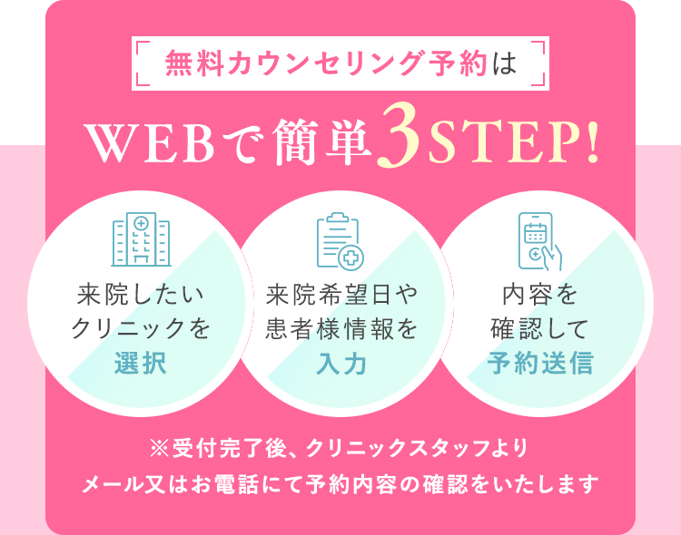 無料カウンセリング予約はWEBで簡単3STEP!